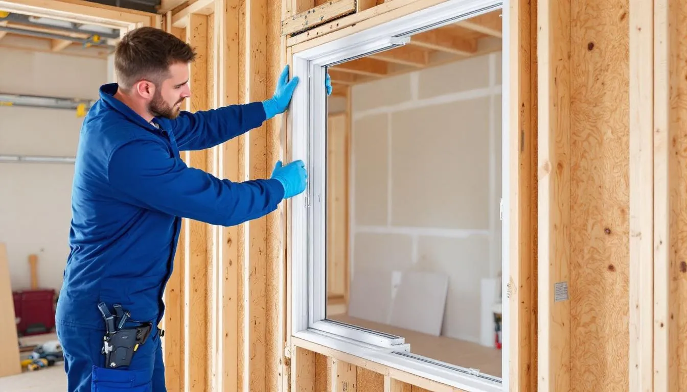 Een installateur is druk bezig met de montage van K-VISION Classic kunststof kozijnen, die bekend staan om hun uitstekende isolatiewaarden en moderne uitstraling. De kozijnen zijn leverbaar in verschillende kleurmogelijkheden en passen perfect bij Nederlandse gevels, waardoor ze een populaire keuze zijn voor talloze bouwprojecten.