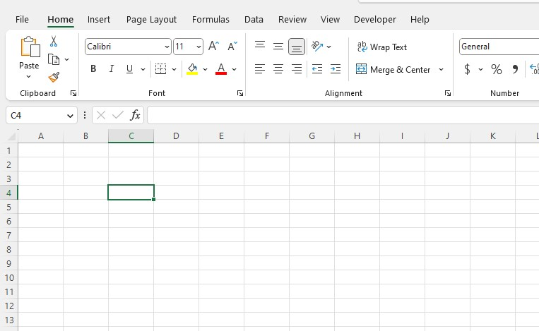 Select an empty cell on your Excel spreadsheet.