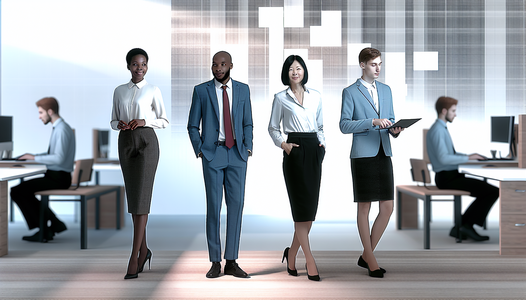 An image of employees in professional attire, illustrating the importance of workplace conduct and expectations outlined in the employee handbook.