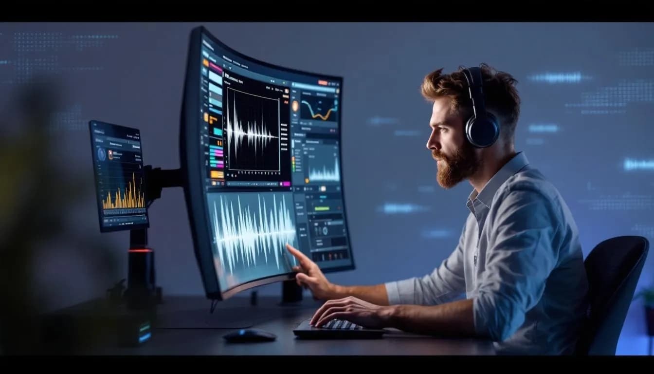 Ein Audio Engineer bei der Berechnung von Verdienstmöglichkeiten.