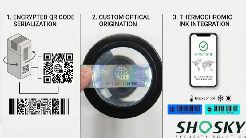 Infographic detailing digital authentication layers for secure excise tax stamps