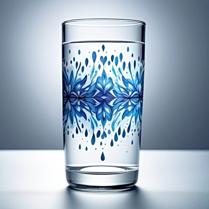 A glass of water sublimated on 