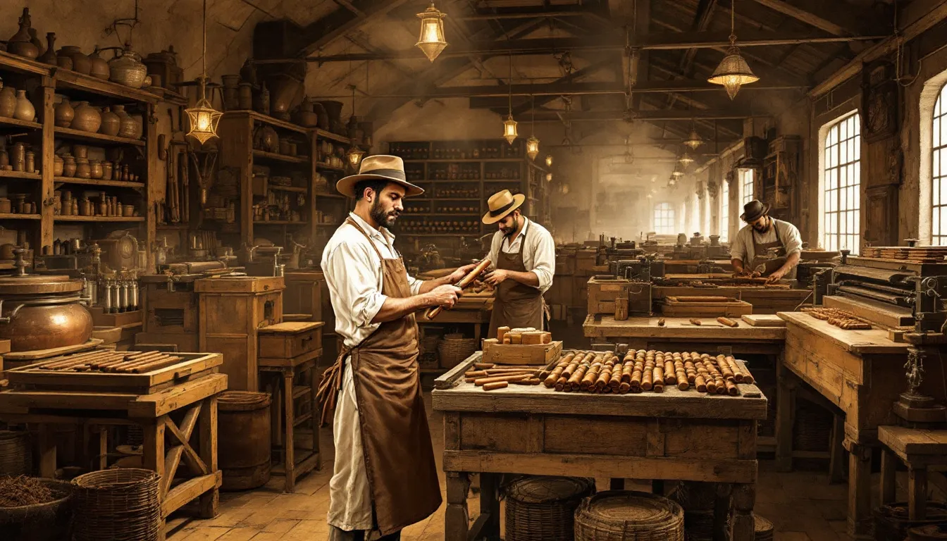 An artist's depiction of the early days of cigar making at Primer Fábrica 1810.