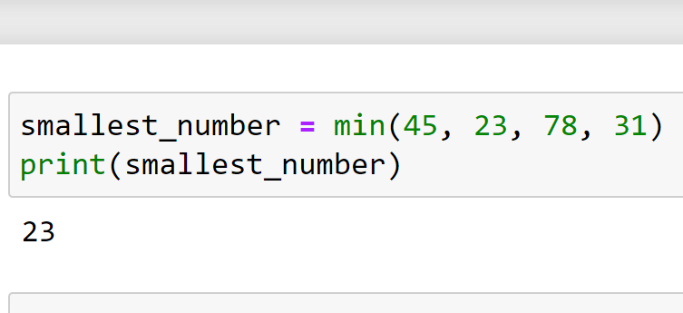 Finding lowest value among multiple arguments using function min