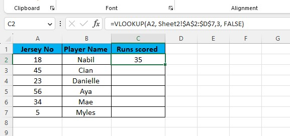 Press the enter key to retrieve data from the VLOOKUP formula.