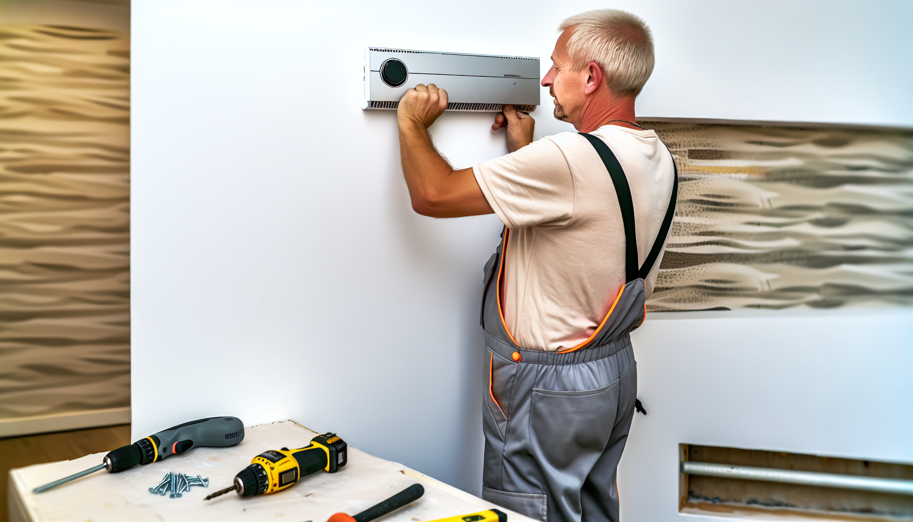 Wall-mounted electric panel heater installation