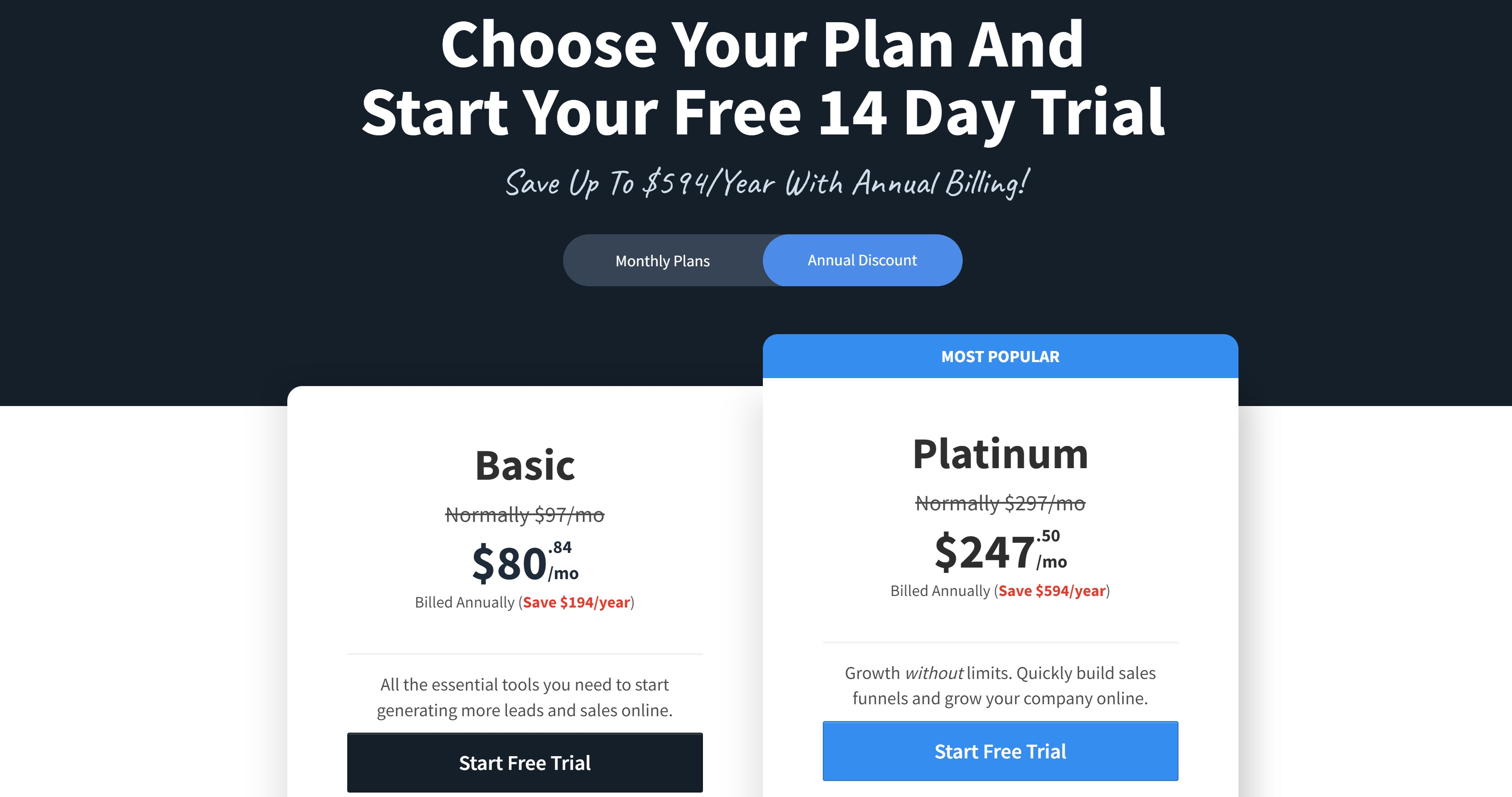 Clickfunnels pricing page