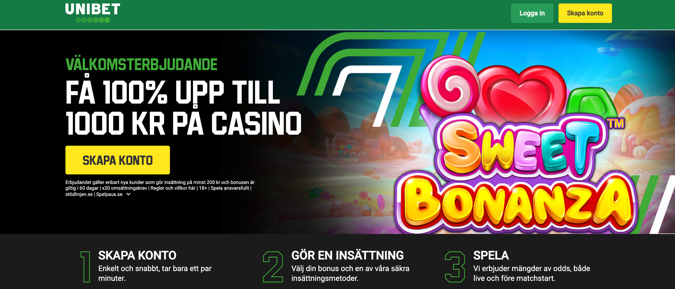 Unibet casino bonus