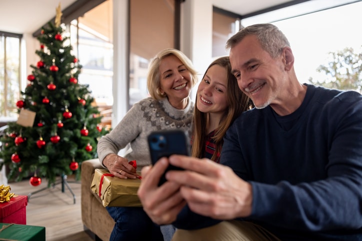 Family celebrating Christmas 