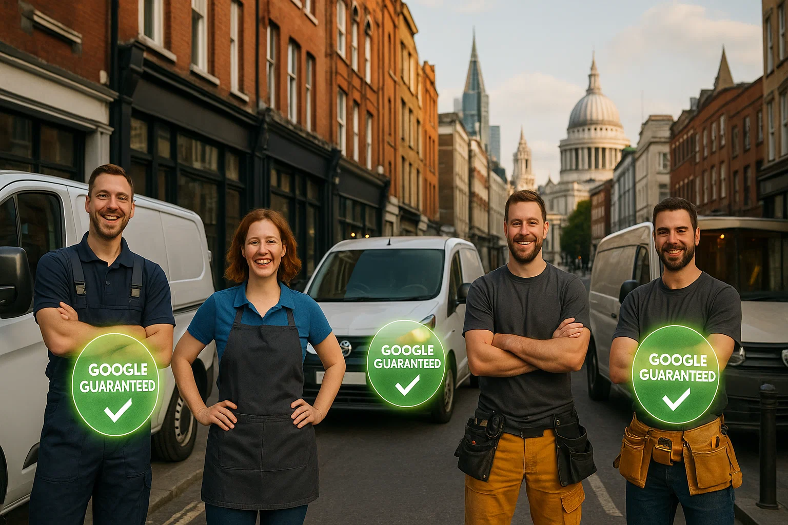UK tradespeople gaining visibility and trust through Google Guaranteed badge.