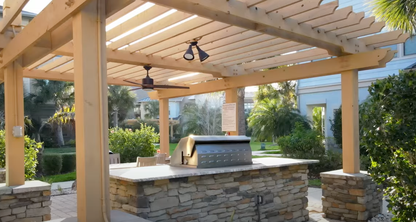 Pergola ideas - Is an outdoor kitchen with a grill something you are after?  Look no further....