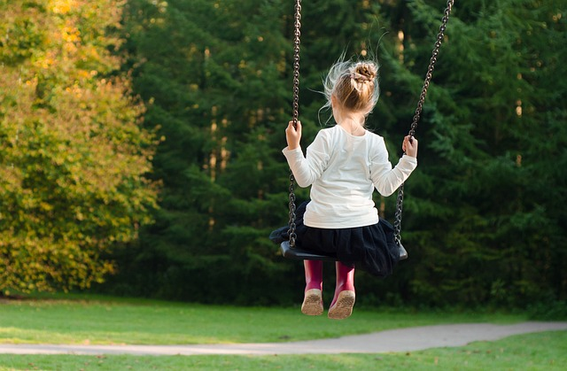 girl, swing, rocking