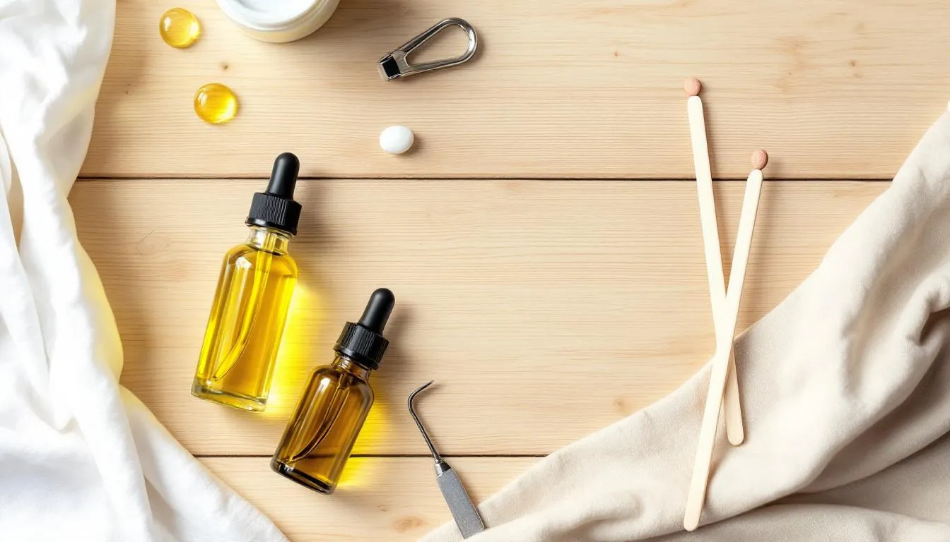An array of cuticle care products is displayed, featuring various oils and creams designed to nourish and hydrate the cuticles, including cuticle oil, cuticle remover, and shea butter cream. These products aim to promote healthy nails by preventing dryness and treating damaged cuticles, ensuring the cuticle area remains soft and moisturized.