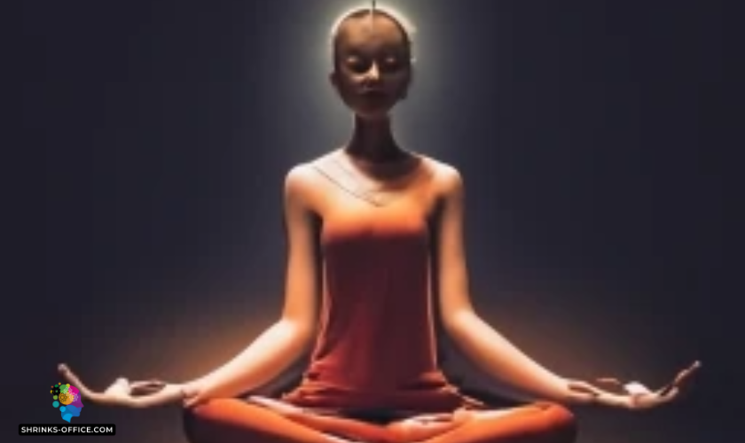 A woman meditating 