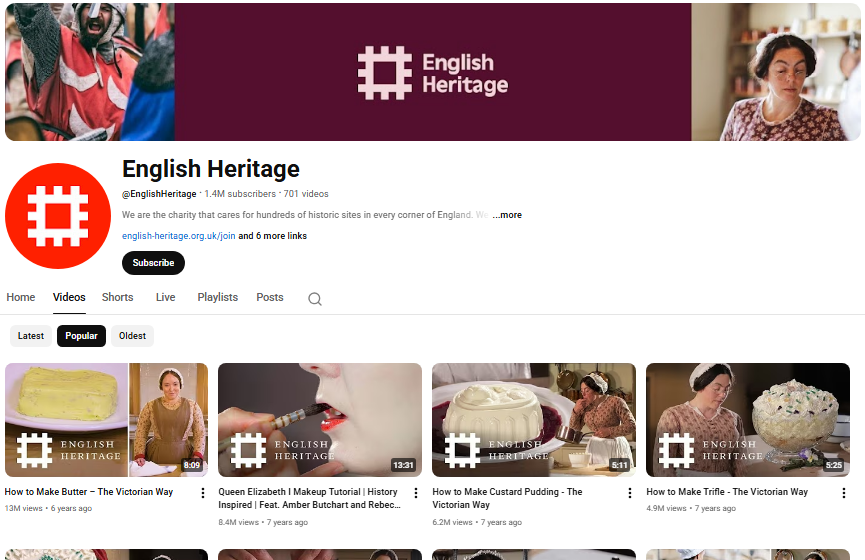 English Heritage homepage.