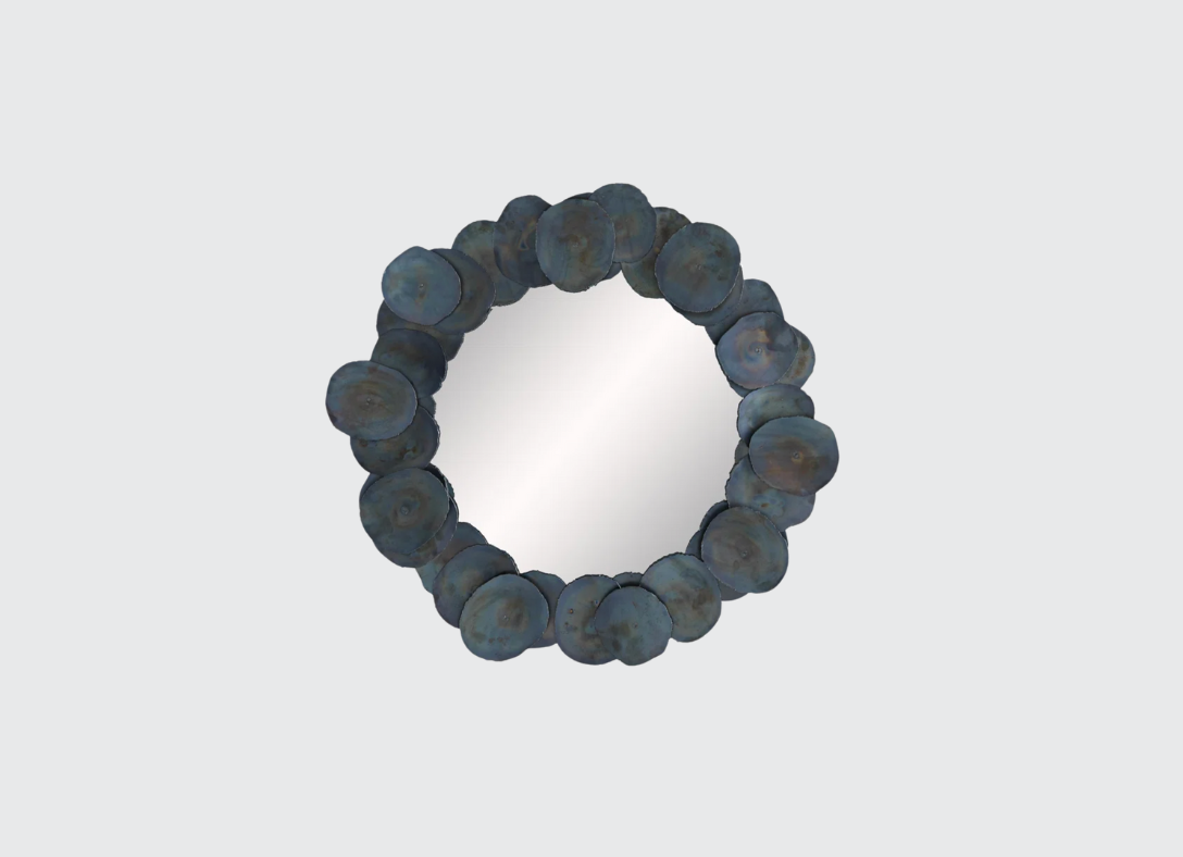 blue and gray coastal mirror
