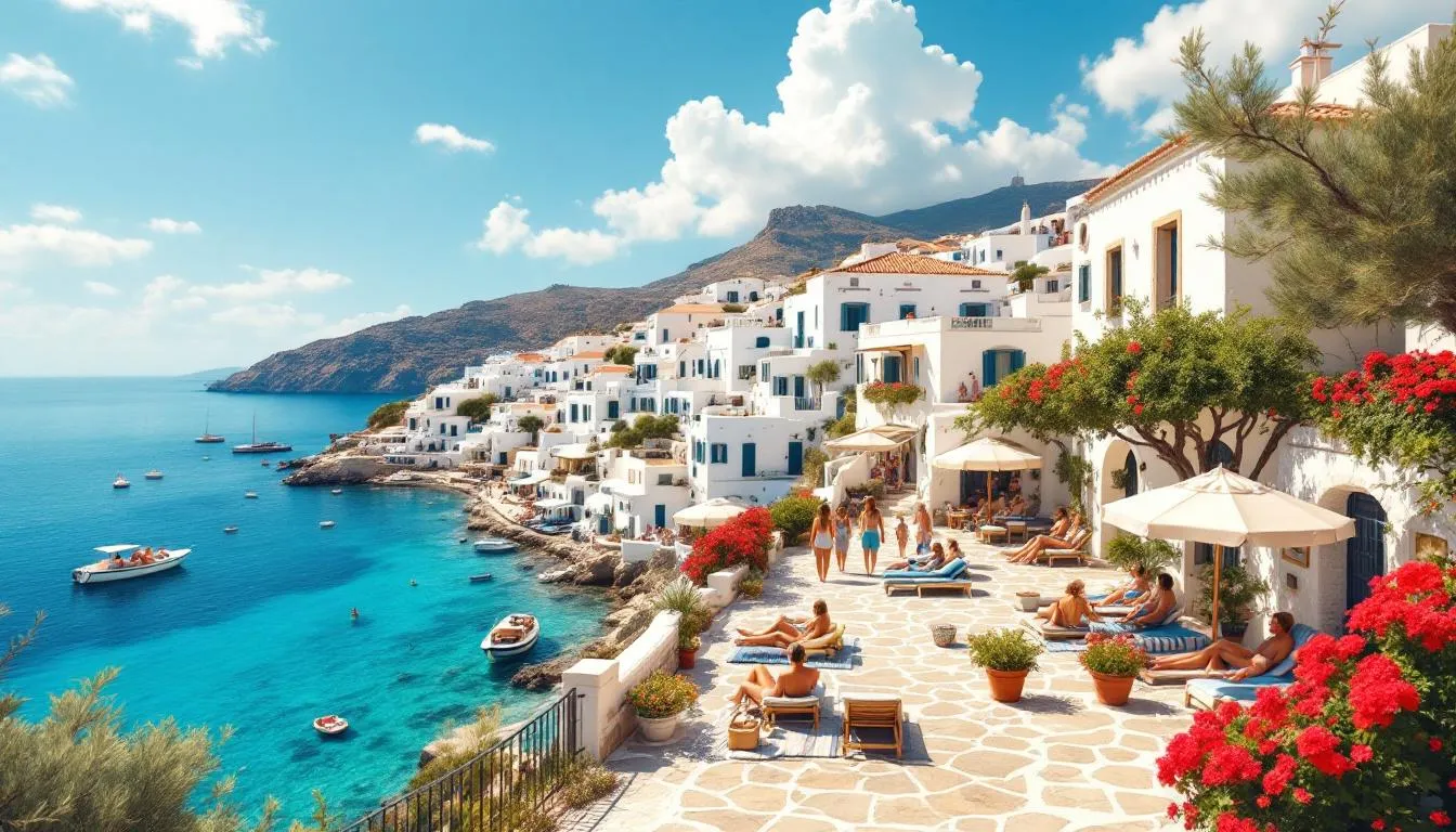 Atrakcje turystyczne w Lindos z plażami i turystami