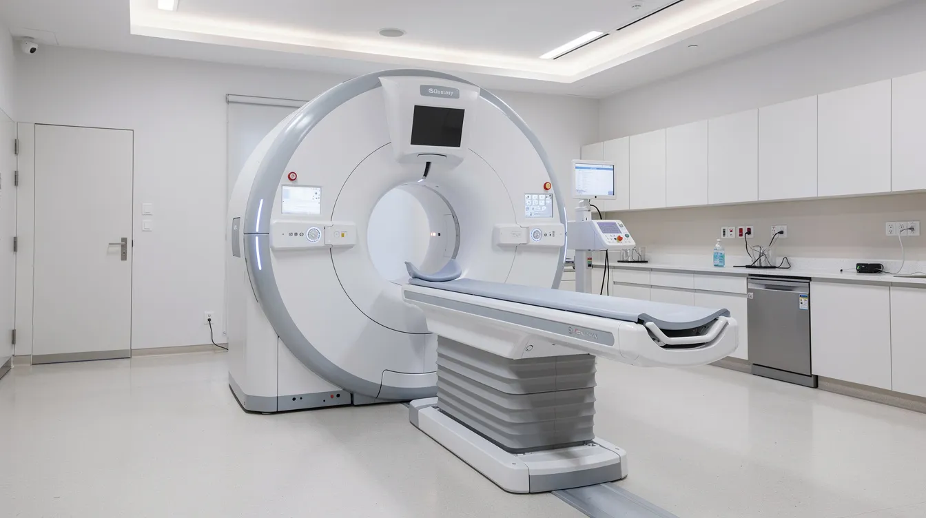 24522d7d 9606 4b0d 8f5f 7260f3266d6d The image depicts a modern linear accelerator radiotherapy machine situated in a clean hospital treatment room with white walls, designed for cancer treatment. This advanced equipment is essential for providing cancer patients with precise radiation therapy, contributing to their overall cancer care and recovery.