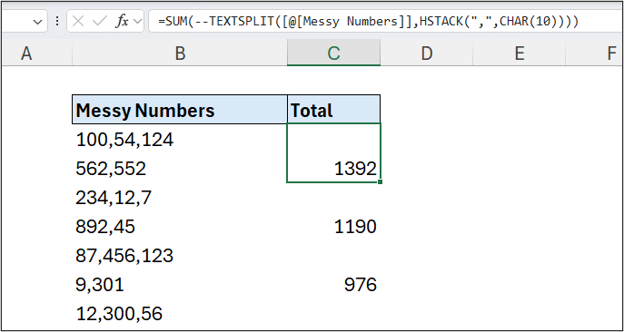 HSTACK with TEXTSPLIT to combine multiple delimiters