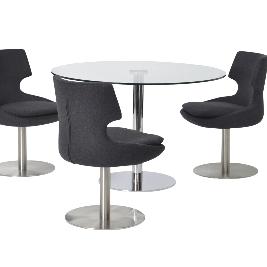 Space-saving table solutions including restaurant booths and bench seating