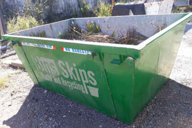 skip bin size here is 3.0m³ with a bit of garden waste