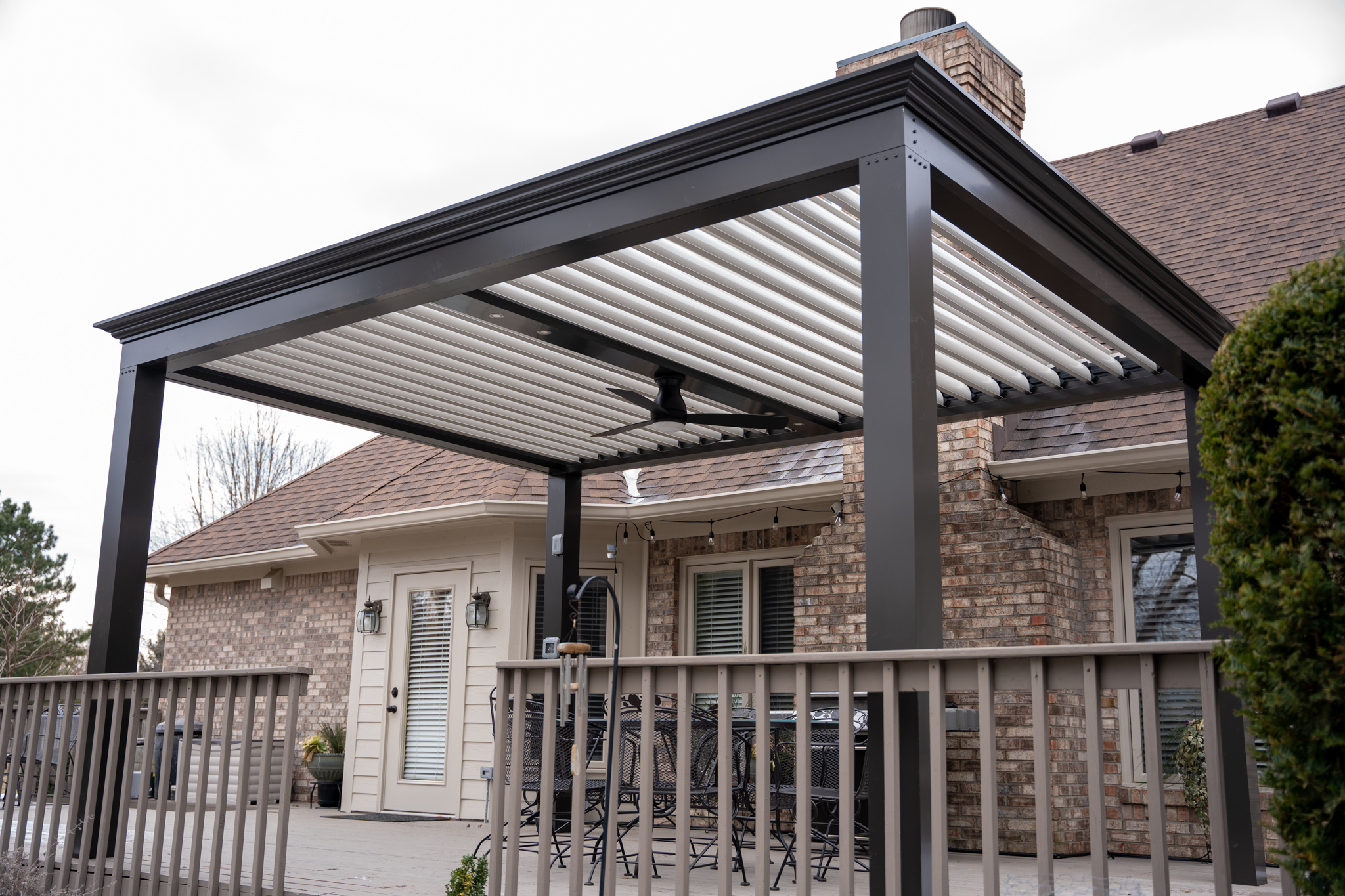 Bronze luxury pergola in outdoor living space