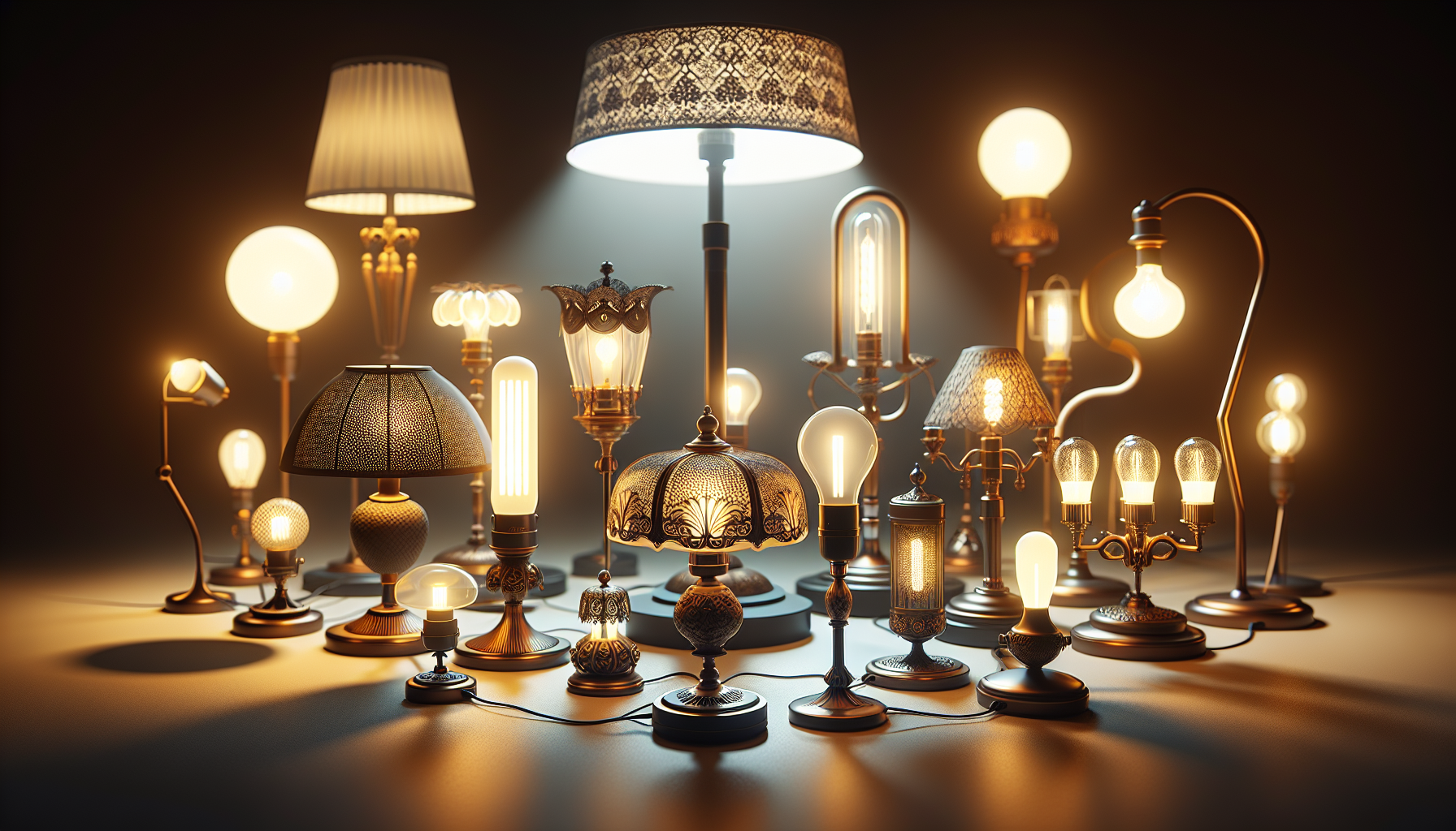 Various types of battery operated lamps