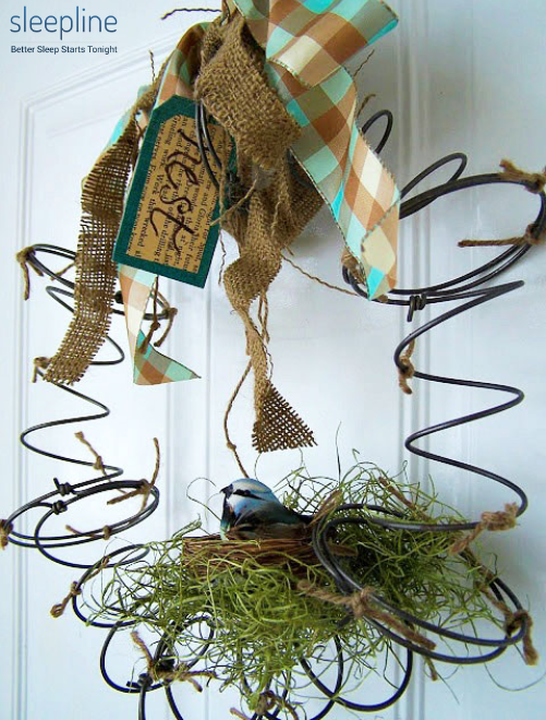Old mattress springs turned into a wreath