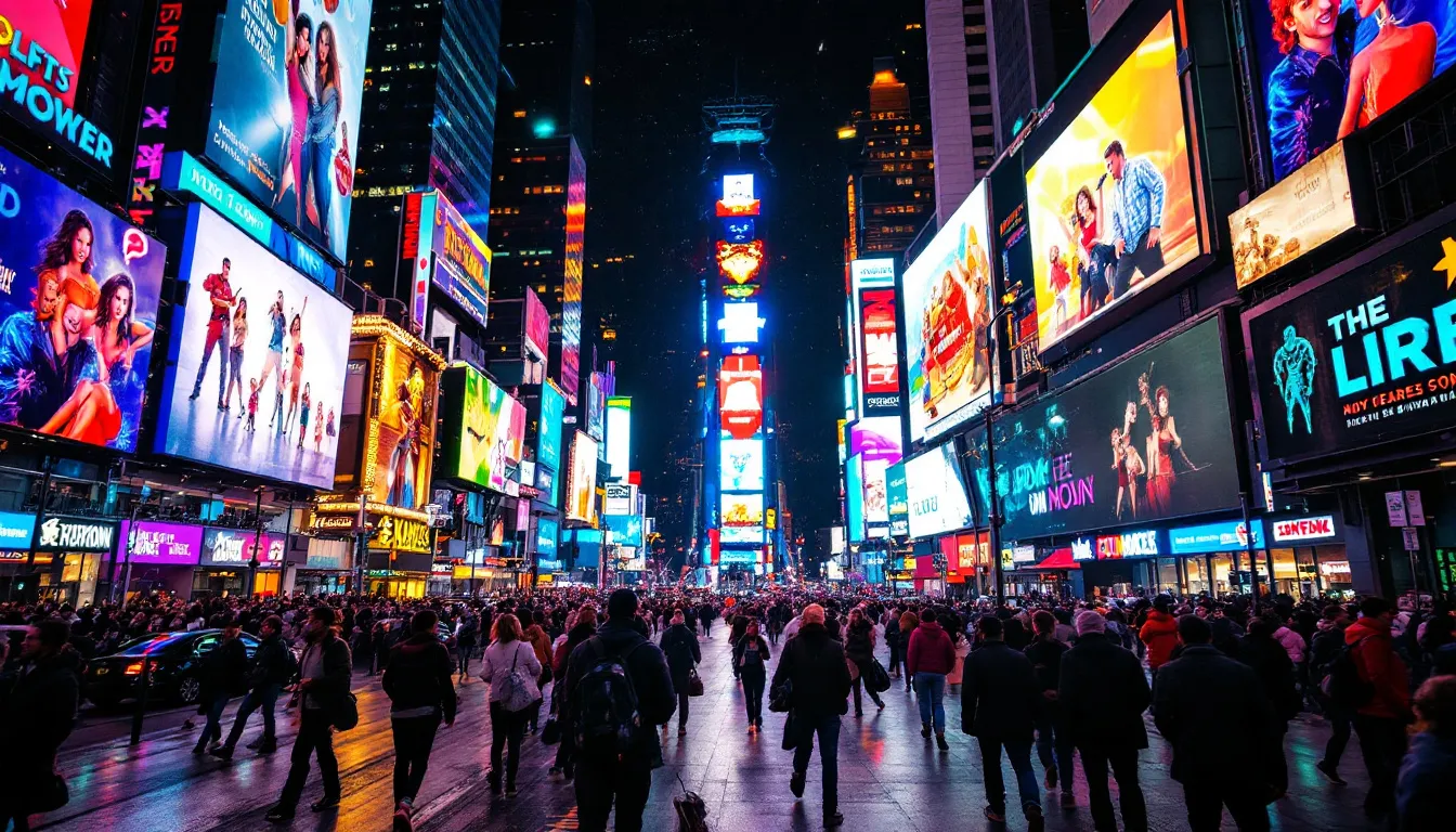 The bright lights and bustling atmosphere of Times Square at night, a highlight for any NYC bucket list.