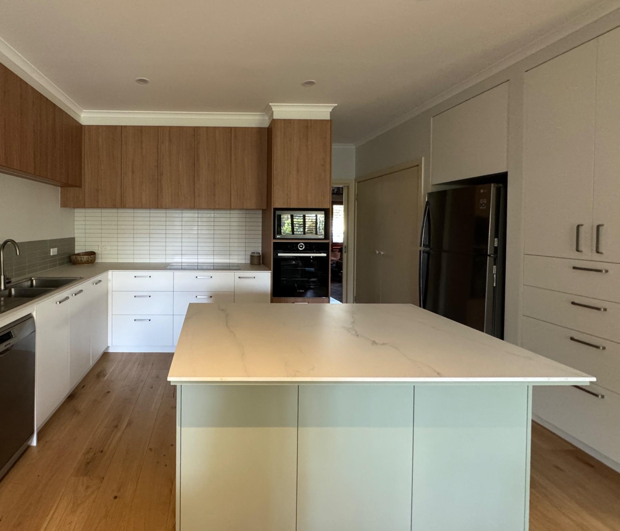 Kitchen island design in an open-plan renovation