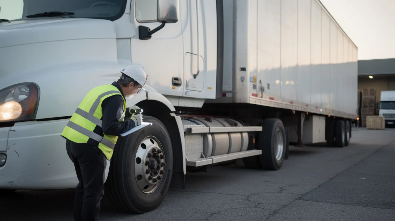 A transport driver is conducting a thorough vehicle inspection before loading a car onto a transport truck, ensuring the vehicle's condition is documented for the car shipping process. This step is crucial for reputable auto transport companies to guarantee the safety and security of the vehicle during shipment.