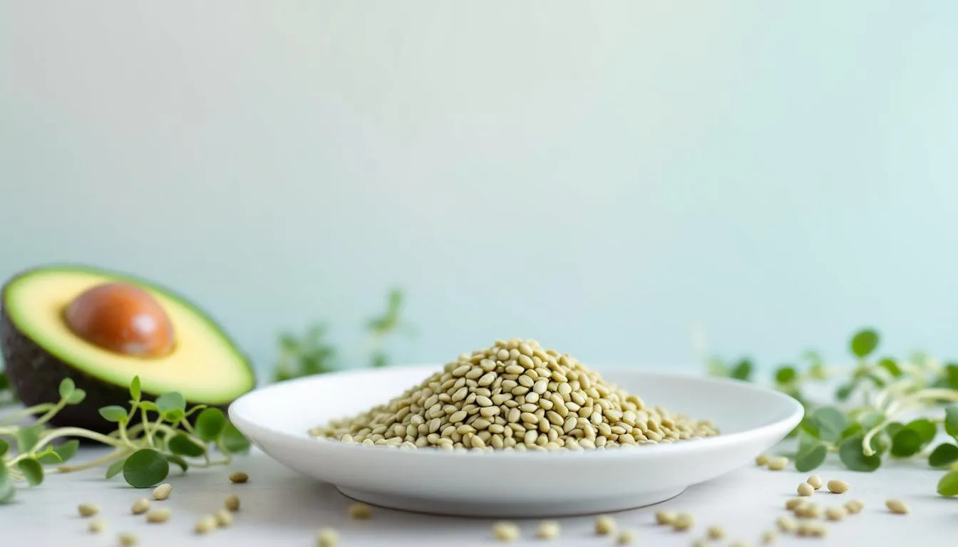 A close-up of hemp seeds emphasizing their nutritional benefits.