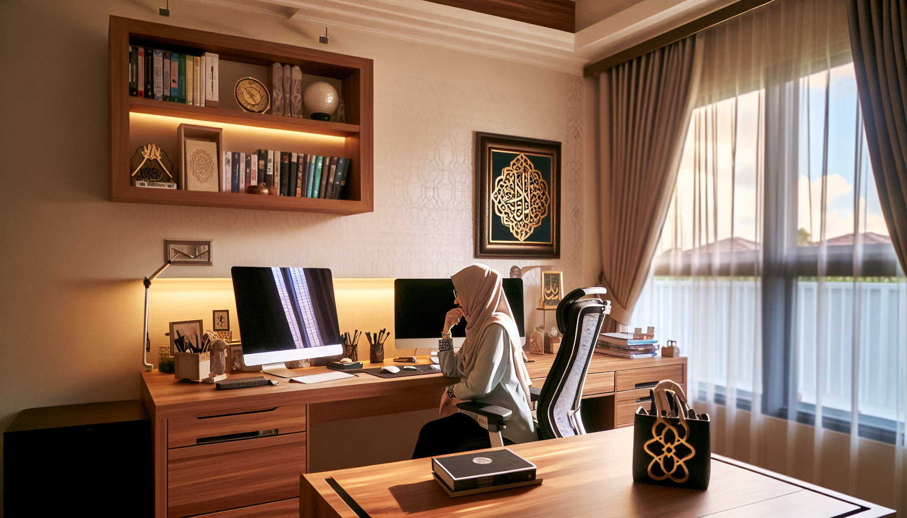 Optimized home workspace for Muslim e-commerce business