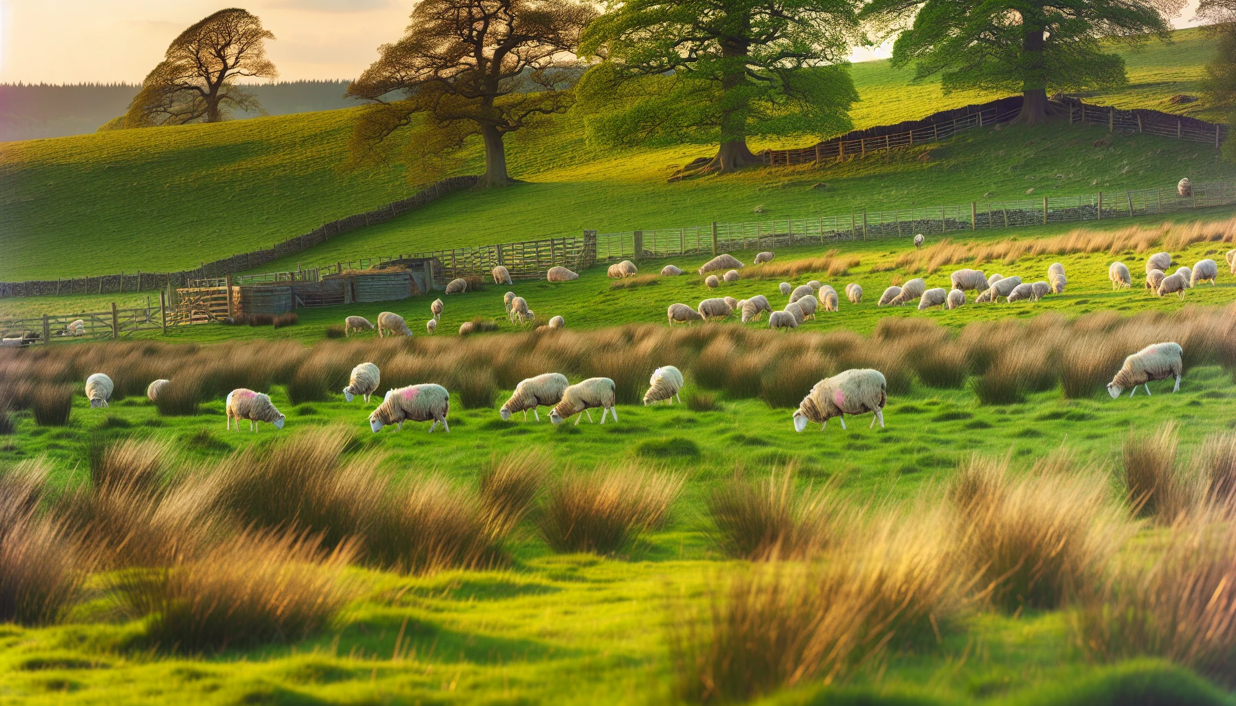 A picturesque rural landscape with sheep grazing