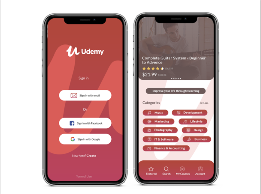 Udemy app for learning.