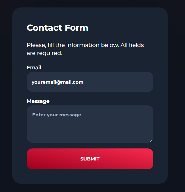 Winorio Casino support form