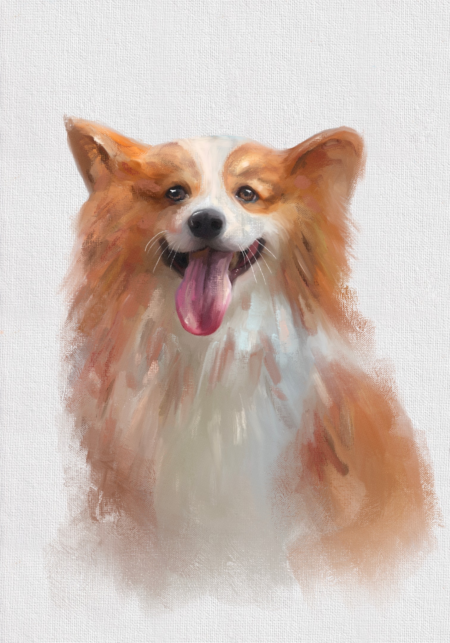 A custom pet portrait showcasing a beloved animal.