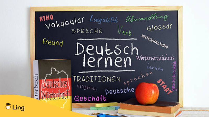 Blackboard in a German classroom