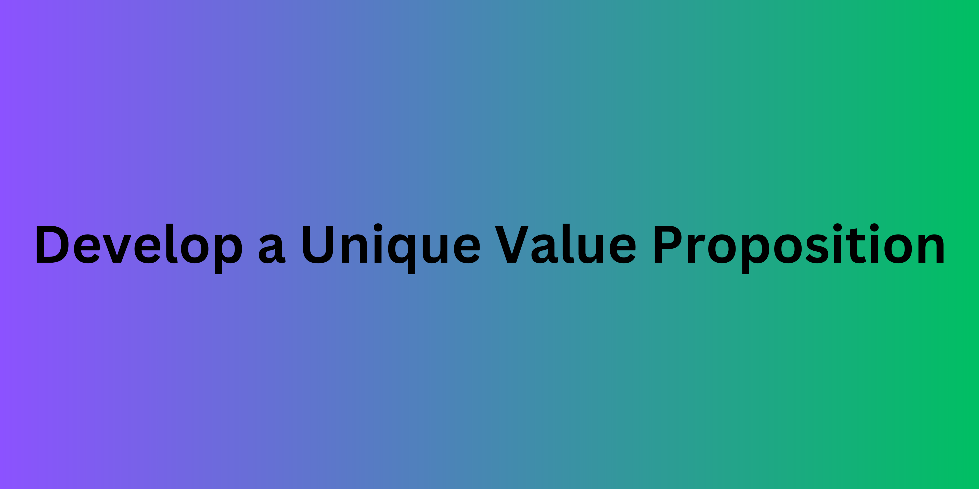 Develop a Unique Value Proposition