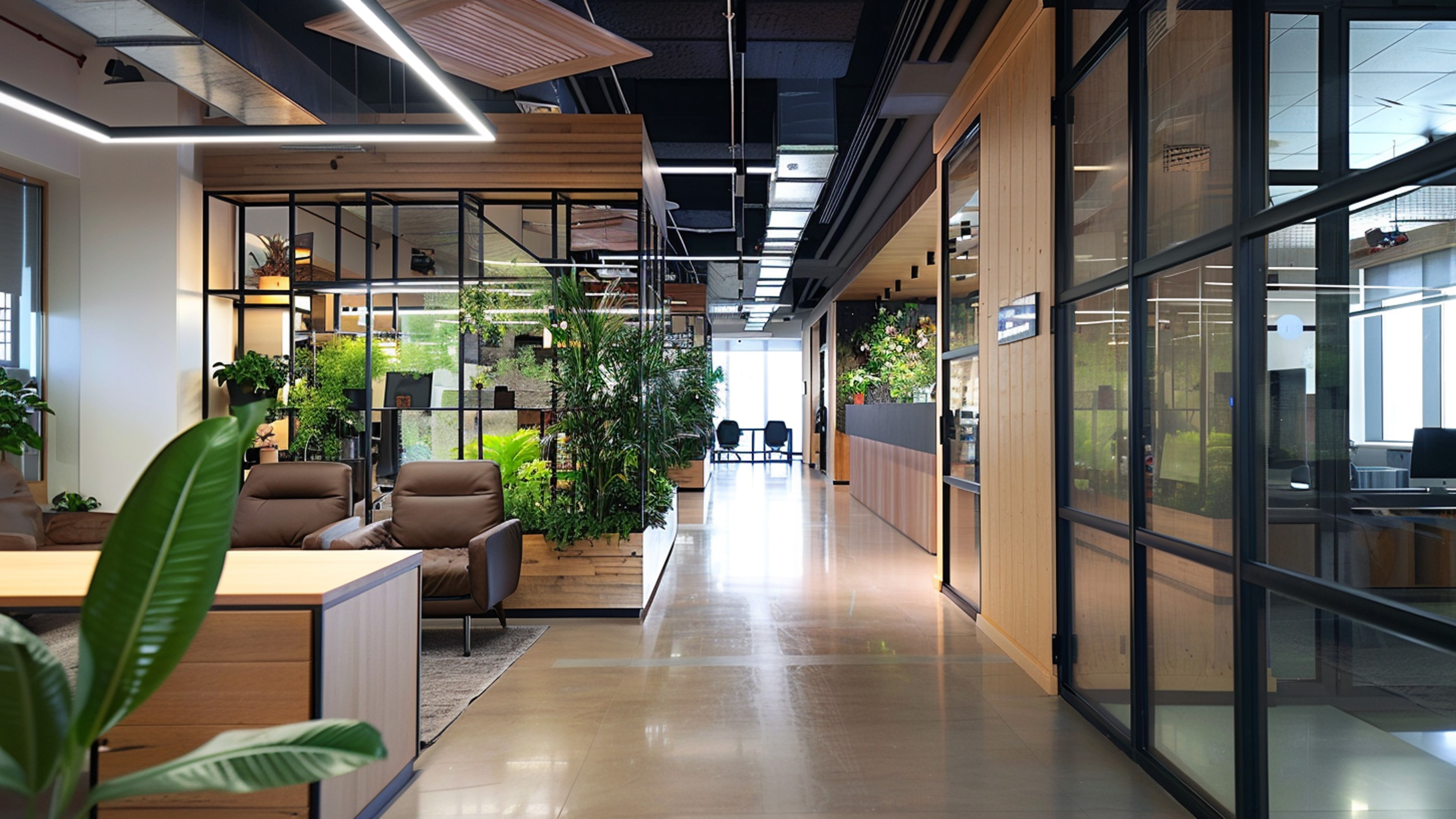 Na zdjęciu biuro, gdzie odległość między biurkami jest prawidłowa.