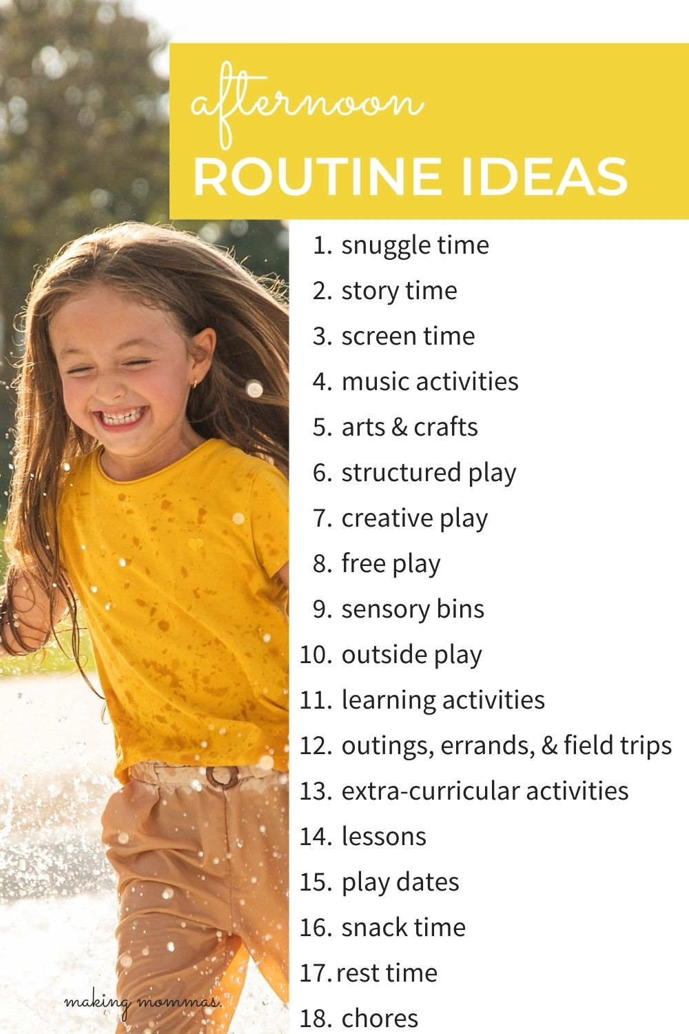 afternoon routine ideas for kids