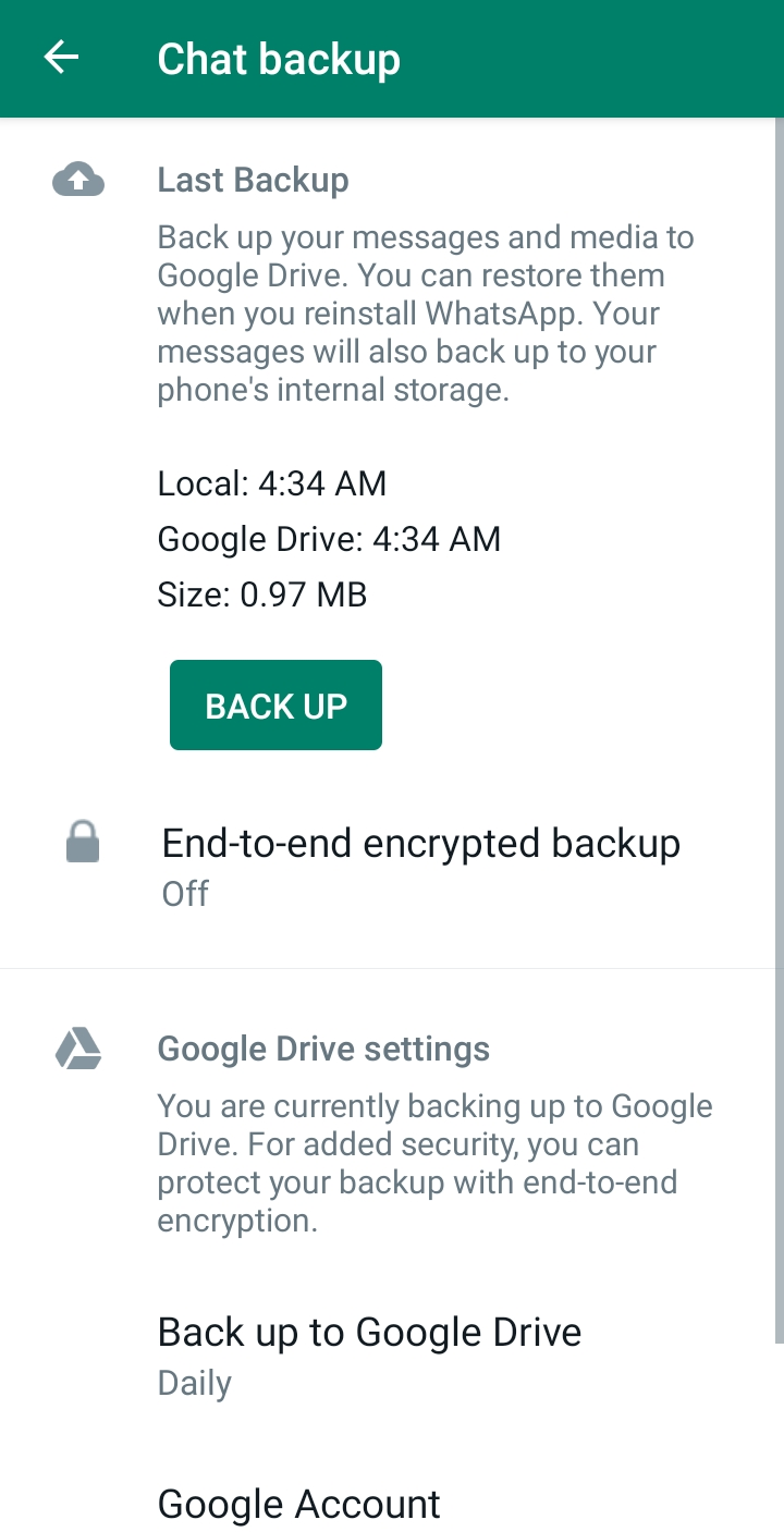 Back up option to Recover messages when you accidentally delete them on WhatsApp