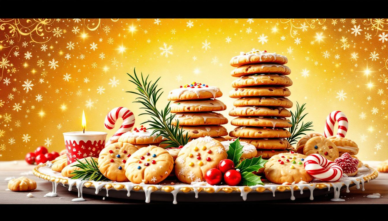 A variety of delightful Christmas cookies on a festive platter.