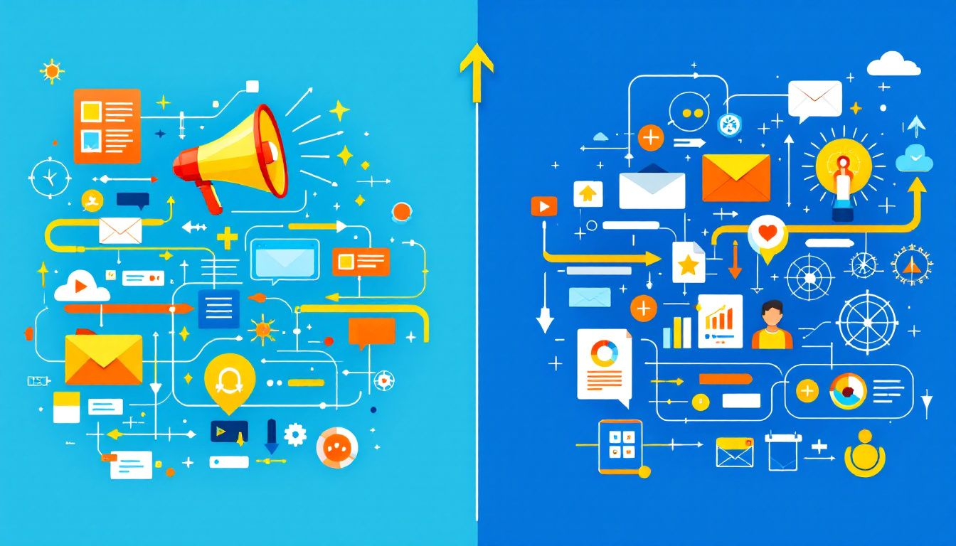 An infographic illustrating the difference between marketing and brand management.