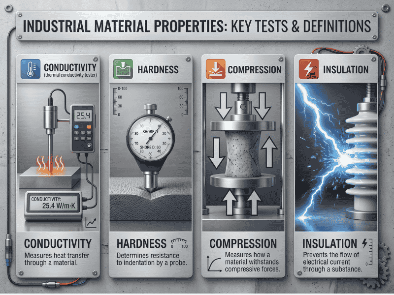 Four key properties of processor thermal pads: conductivity, Shore 00 hardness, compression, and electrical insulation.
