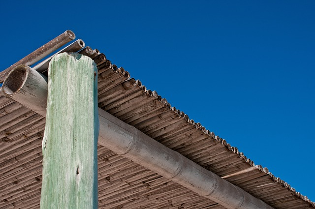 bamboo roof, pavilion, roof