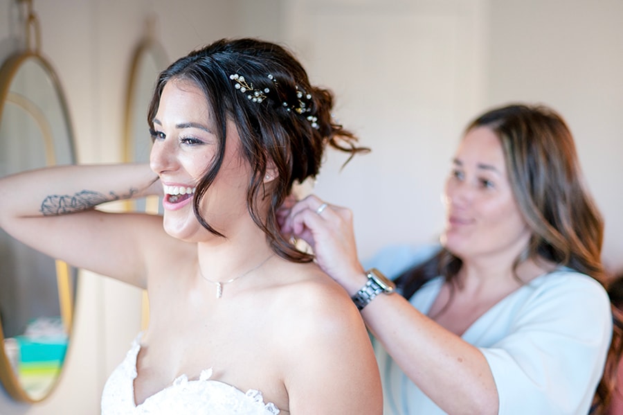 A couple coordinating with their wedding photographer for the big day.