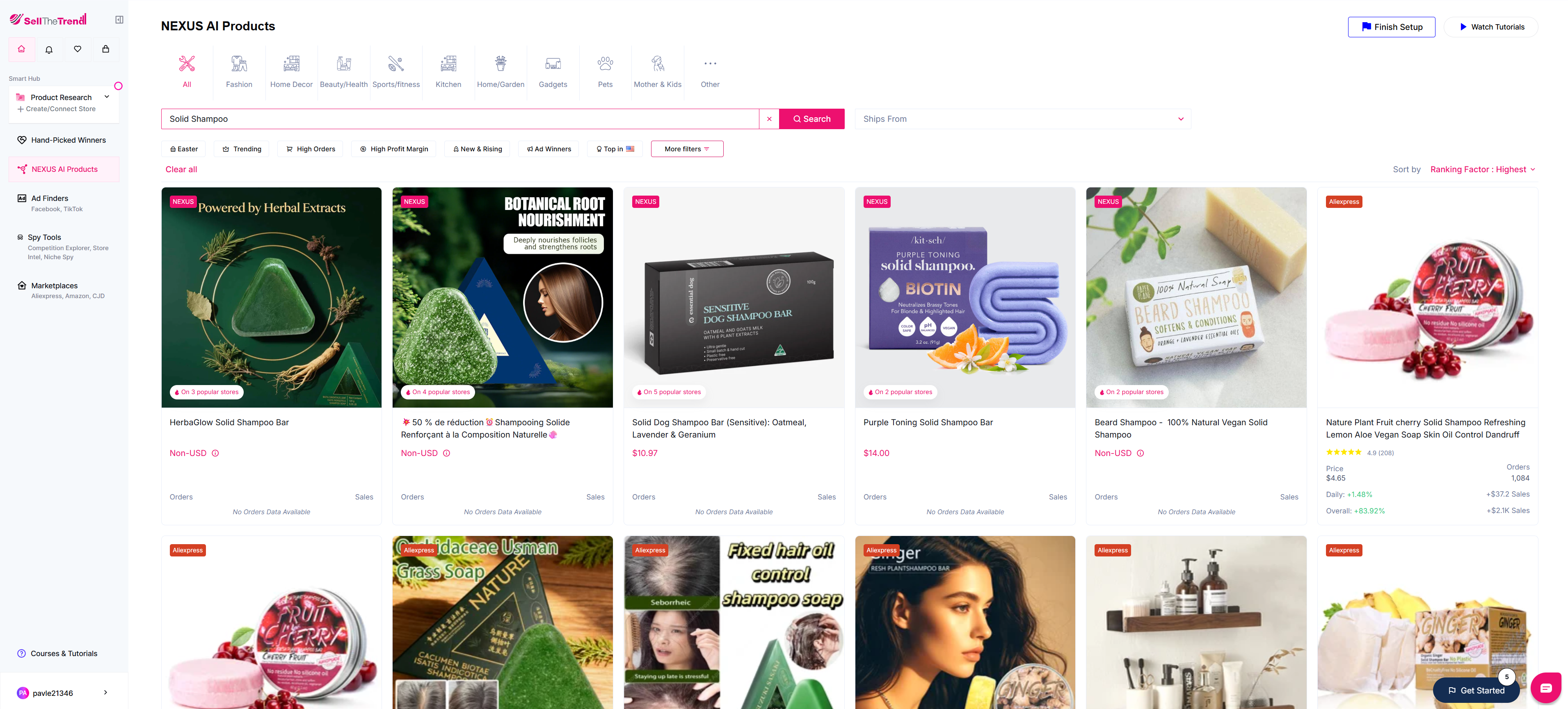 using sell the trend to find solid shampoo