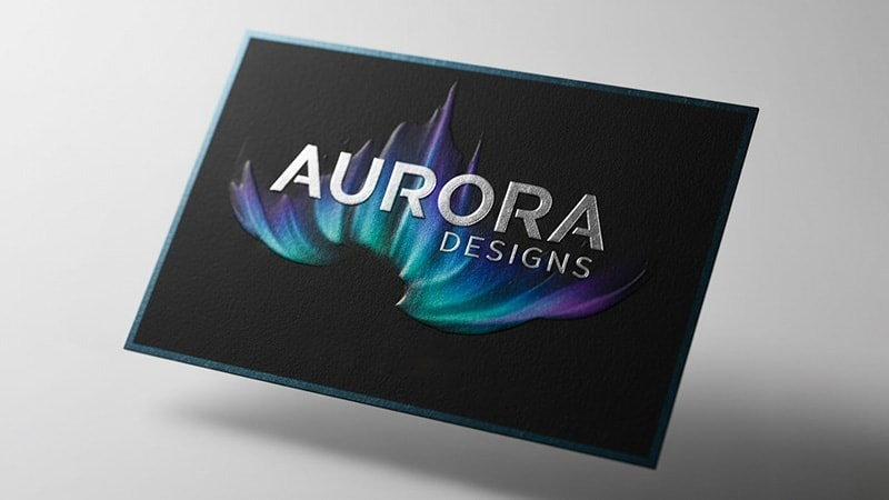 business card with raised UV coating on the name