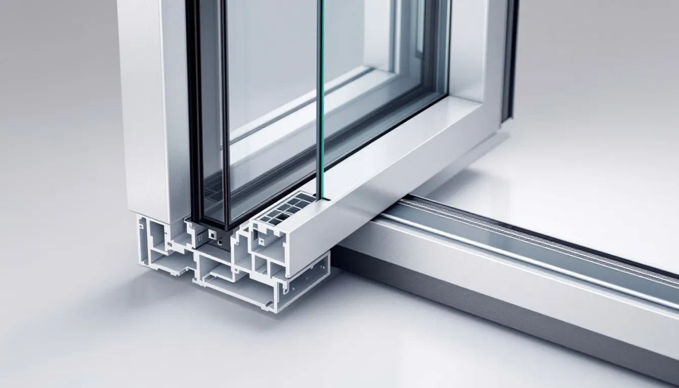 Detail van een strak aluminium kozijn dat de precisie van de fabricage en de dunne profielen toont. Dit ontwerp is ideaal voor het nauwkeurig inmeten van kozijnen, waarbij aandacht wordt besteed aan de juiste maatvoering en eventuele maatverschillen.